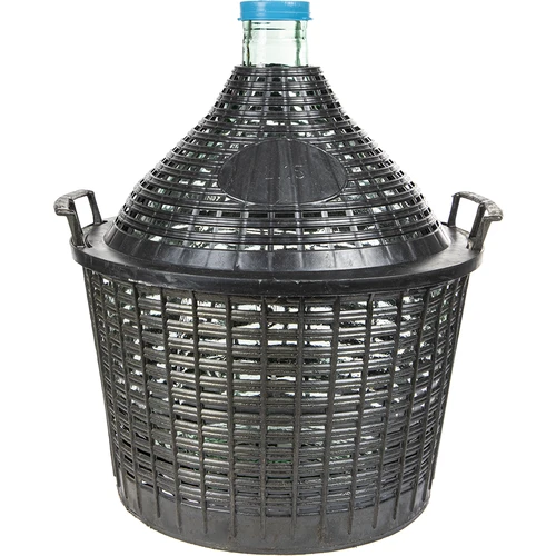 Damigiana in vetro 15 L con cestello in plastica