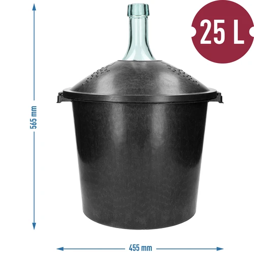 Damigiana in vetro per vino 25 L - con cestello in plastica - 7
