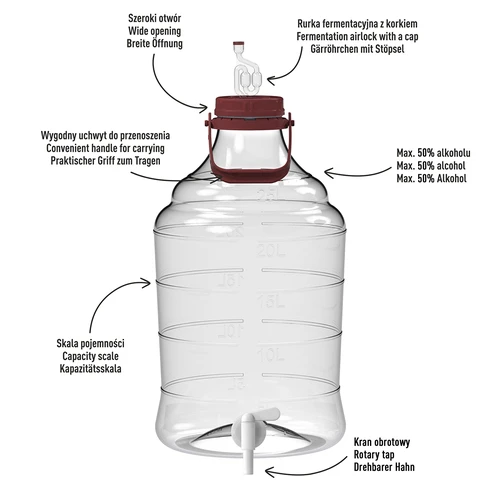 Damigiana infrangibile 25 L con maniglia e rubinetto - 4