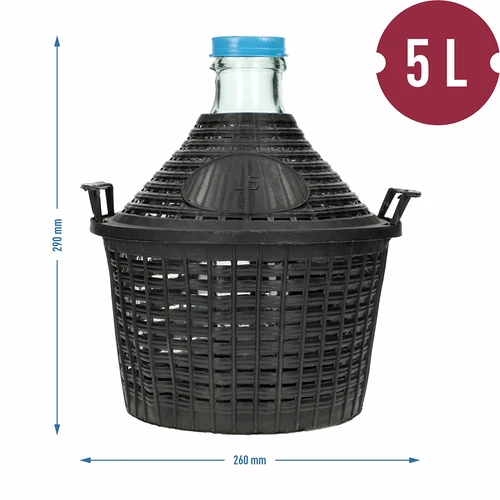 Damigiana per vino 5 L con cestello in plastica - 6