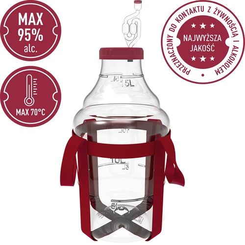 Damigiana per vino leggera, infrangibile, con cinghie, 15 L - 5