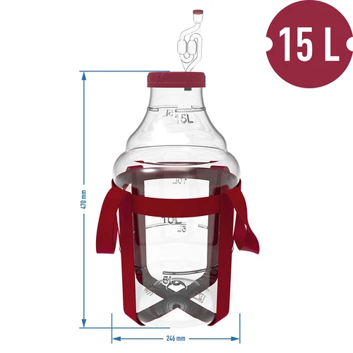 Damigiana per vino leggera, infrangibile, con cinghie, 15 L - 6