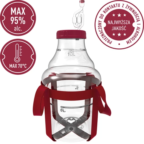 Damigiana per vino leggera, infrangibile, con cinghie di trasporto, 10 L - 5