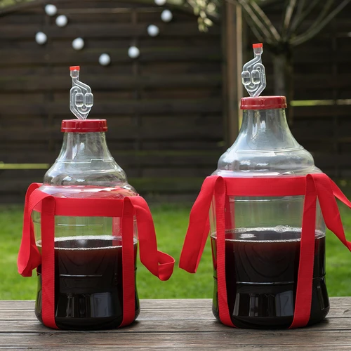 Damigiana per vino leggera, infrangibile, con cinghie di trasporto, 10 L - 9