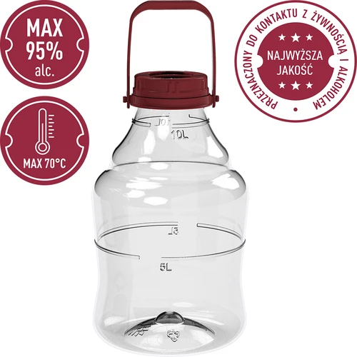 Damigiana per vino leggera, infrangibile, con manico, 10 L - 5