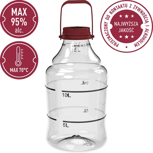 Damigiana per vino leggera, infrangibile, con manico, 15 L - 5
