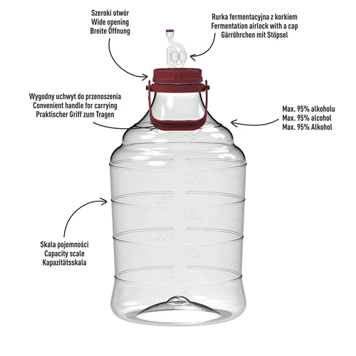 Damigiana per vino leggera, infrangibile, con maniglia, 25 L - 4