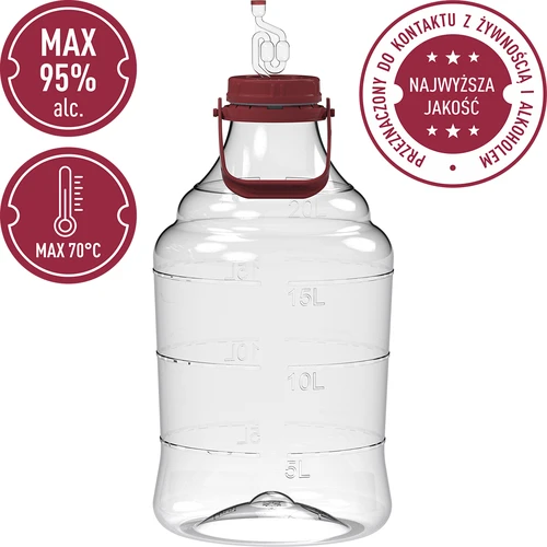 Damigiana per vino leggera, infrangibile, con maniglia, 25 L - 5