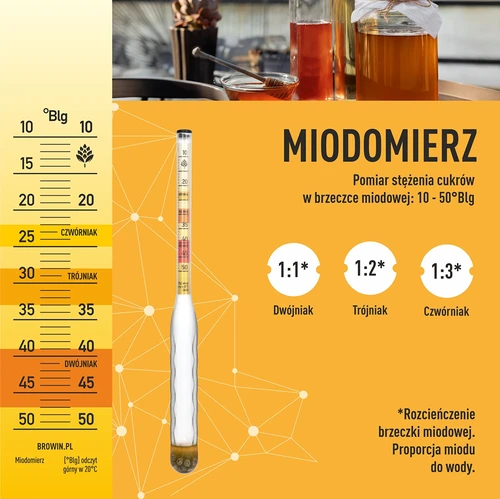 Densimetro per idromele infrangibile con provetta, campo di misura 10-50°Blg - 5