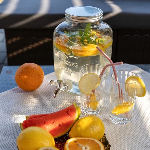 Dispenser per limonata con rubinetto - in vetro, 4 L - 6