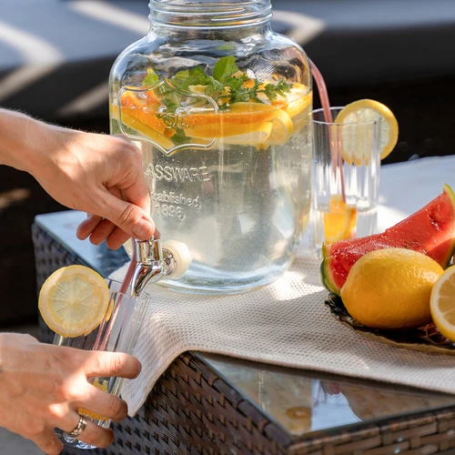 Dispenser per limonata con rubinetto - in vetro, 4 L - 7