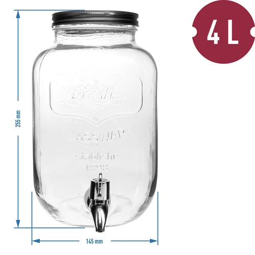 Dispenser per limonata con rubinetto - in vetro, 4 L - 5