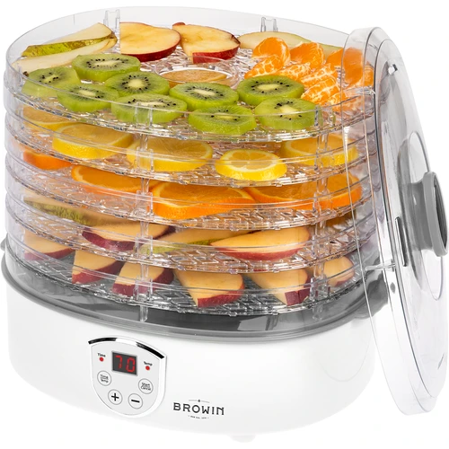Essiccatore per funghi, frutta, verdure ed erbe con regolazione della temperatura, 240 W, trasparente - 6