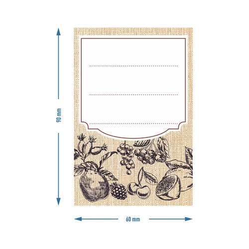 Etichette autoadesive 60 x 90 mm per bottiglie e barattoli, motivo frutta a schizzi - 20 pz - 4