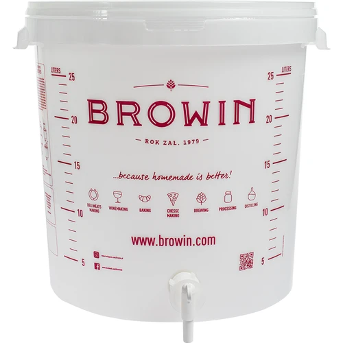Fermentatore 30 L, bianco con stampa, con rubinetto e 2 gorgogliatori - j.EN - 7