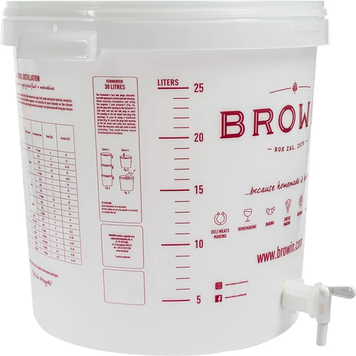 Fermentatore 30 L, bianco con stampa, con rubinetto e 2 gorgogliatori - j.EN - 4