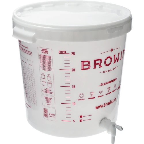 Fermentatore 30 L con coperchio, rubinetto e gorgogliatore (UA) - 3