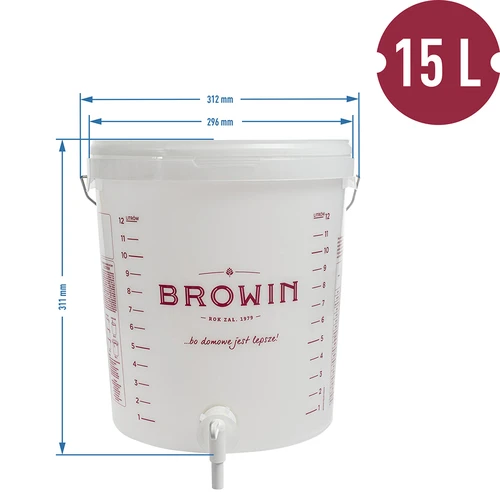 Fermentatore da 15 L con coperchio e rubinetto - 12