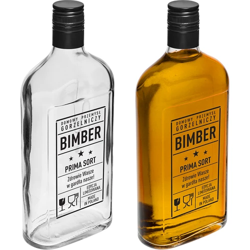 Bottiglia a fiaschetta 500 ml con tappo a vite, stampa “Bimber PRL”, 1 pz. - 4