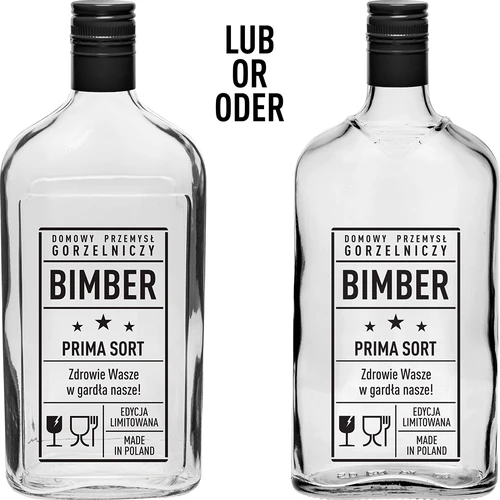 Bottiglia a fiaschetta 500 ml con tappo a vite, stampa “Bimber PRL”, 1 pz. - 2