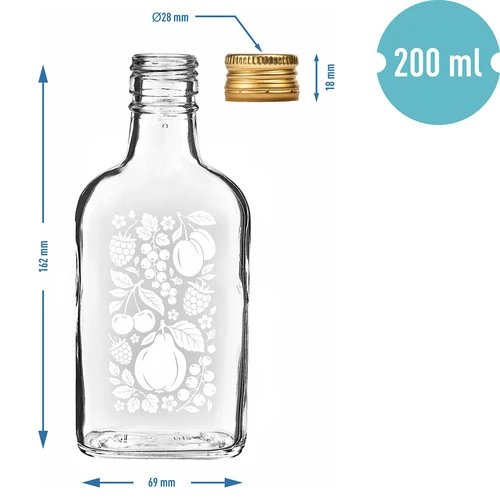 Fiaschetta 200 ml con tappo a vite e stampa “Frutti” – variante 2 - 4