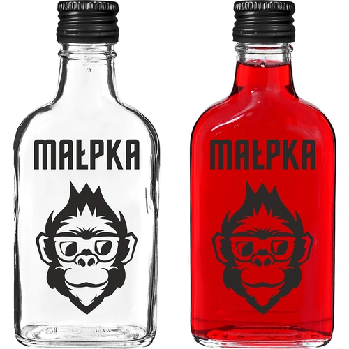 Bottiglia tipo fiaschetta 200 ml con tappo a vite, stampa “Scimmietta”, 1 pz.