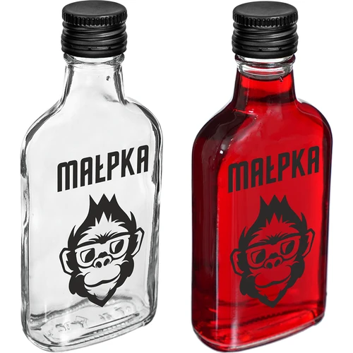 Bottiglia tipo fiaschetta 200 ml con tappo a vite, stampa “Scimmietta”, 1 pz. - 2