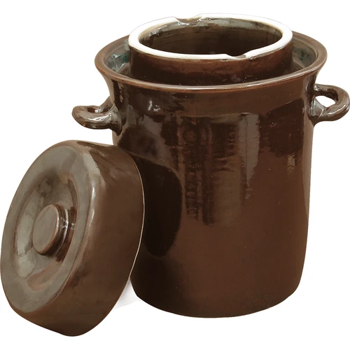 Kamionka - orcio in gres da 10 l per fermentazione con chiusura ad acqua e coperchio