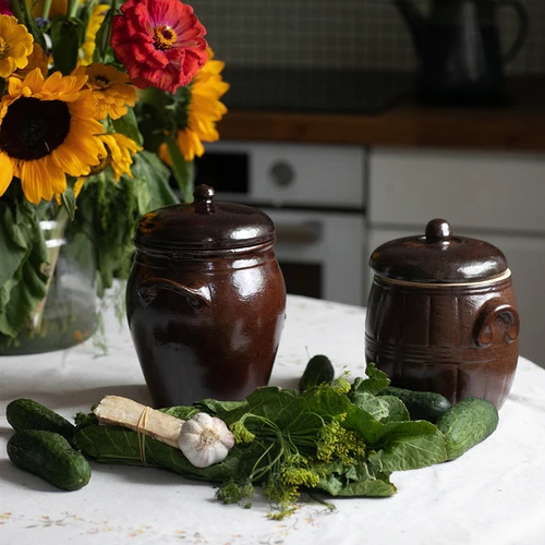 Kamionka - vaso rustico in gres 1,6 l con coperchio - 2