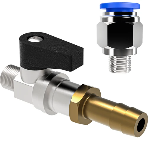 Kit raccordo a innesto rapido + valvola a sfera + portagomma