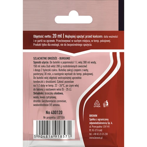 Lievito enologico Borgogna, 20 ml - 2