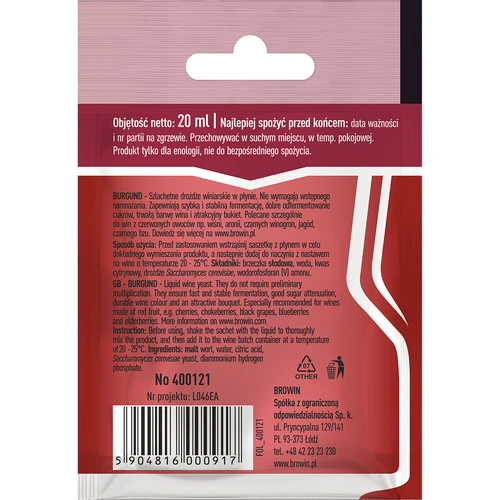 Lievito enologico Burgund senza starter, 20 ml - 2