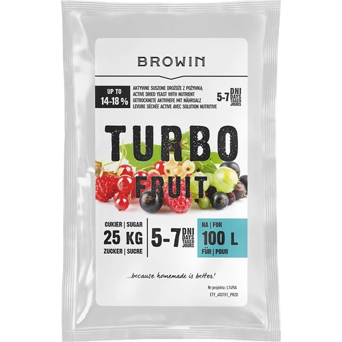 Lievito enologico Turbo Fruit per 100 L (fermentazione 5-7 giorni)