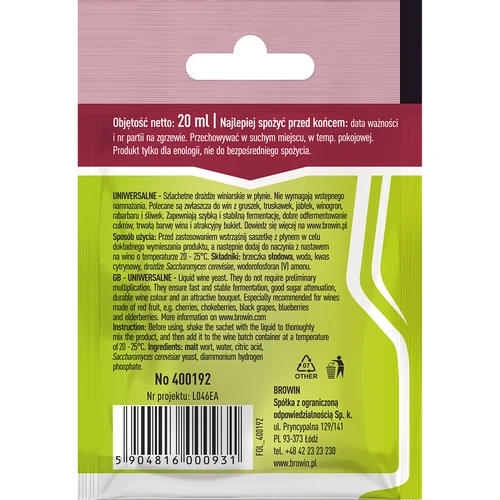 Lievito enologico universale pronto all'uso, 20 ml - 2