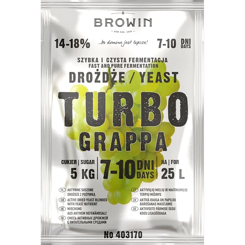 Lievito per distillazione Turbo Grappa 7-10 giorni - 2