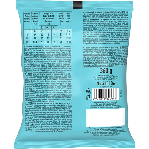 Lievito Turbo X-Pure 21,3%, 100 L - 2