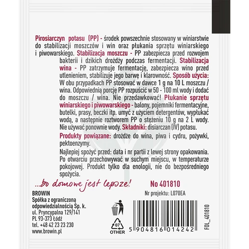 Metabisolfito di potassio 10 g - 2