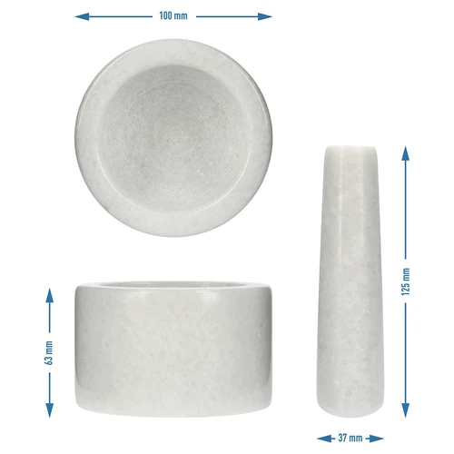 Mortaio da cucina in marmo, bianco, Ø 10 cm - 10