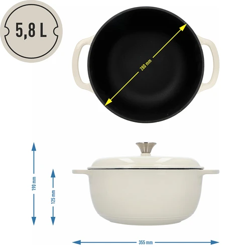 Pentola in ghisa smaltata - écru, 5,8 L - 4