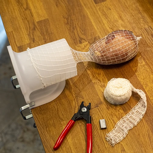 Rete elastica per salumi bianca 12,5 cm x 5 m, resistente al calore fino a 220°C - 4