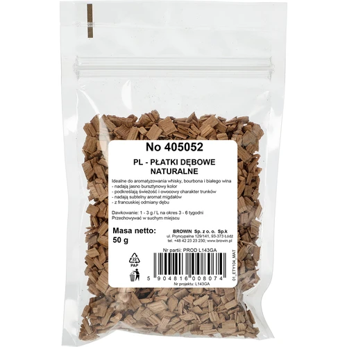 Scaglie di rovere naturali per aromatizzare gli alcolici (whisky, vino bianco), 50 g - 2
