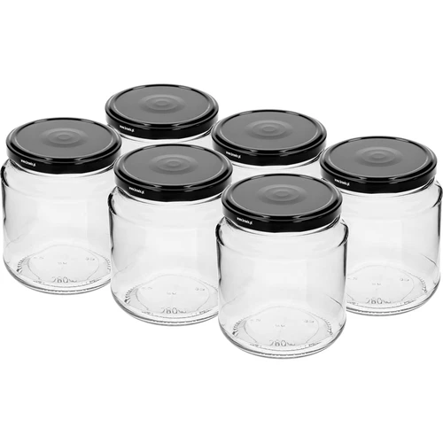 Set da 6 barattoli twist-off «Grubasek» 580 ml con tappo nero fi 82/6