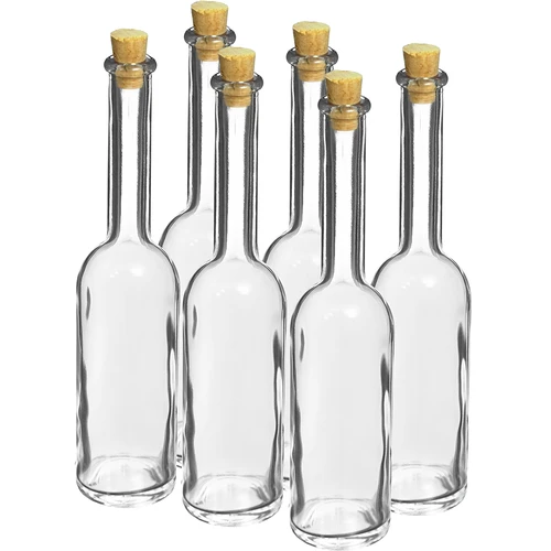 Set di 6 bottiglie per liquori 100 ml + 6 tappi in sughero