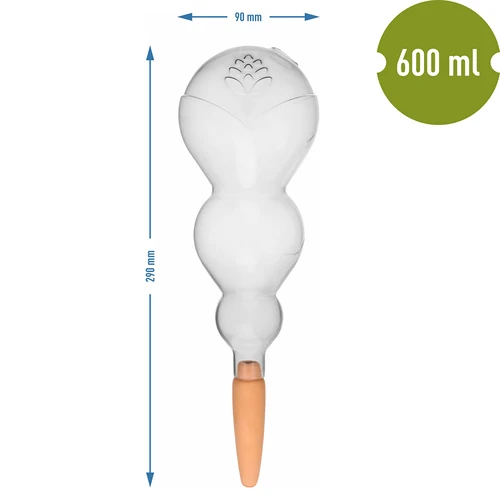 Sfera autoirrigante tripla (a tre camere), trasparente incolore, con puntale in ceramica, 600 ml - 5