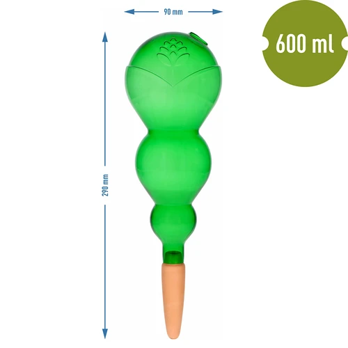 Sfera autoirrigante tripla (a tre camere), verde trasparente con punta in ceramica, 600 ml - 5