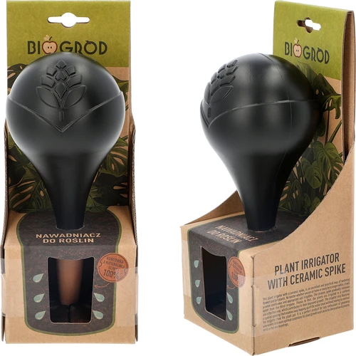 Sfera irrigante per piante, nera opaca, con picchetto in ceramica (in confezione) 400 ml