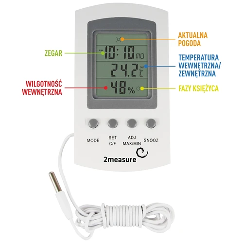 Stazione meteo elettronica con sonda, bianca - 5