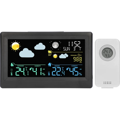 Stazione meteo elettronica – senza fili, con sensore, nera - 2
