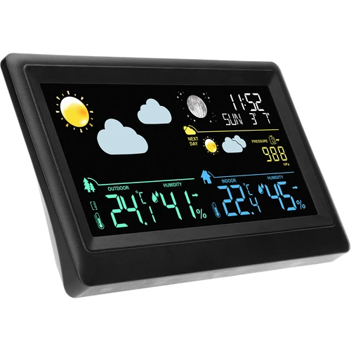 Stazione meteo elettronica – senza fili, con sensore, nera - 3