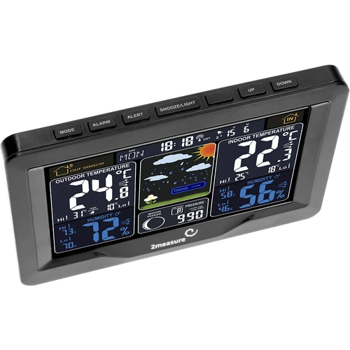 Stazione meteo RCC, DCF – elettronica, retroilluminata, senza fili, con sensore, nera - 5